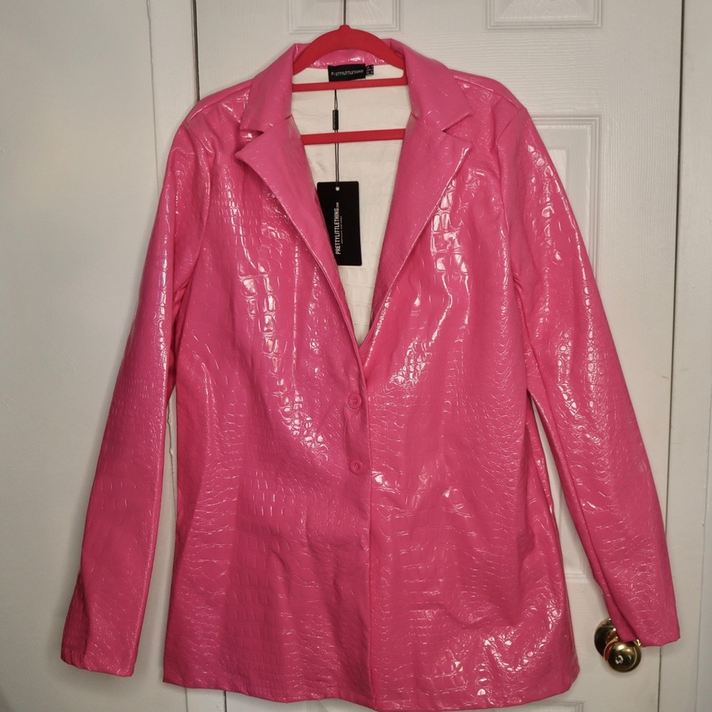 PINK Vinyl Faux “Croc” Blazer